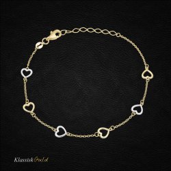 8 kt. Hjertearmbnd - Bicolor