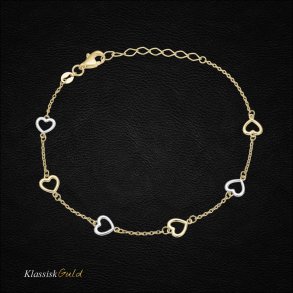8 kt. Hjertearmbnd - Bicolor