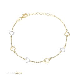 8 kt. Hjertearmbnd - Bicolor