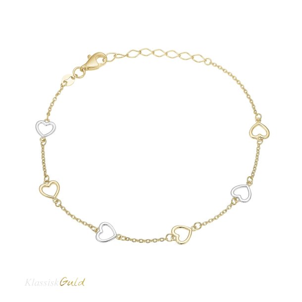 8 kt. Hjertearmbnd - Bicolor