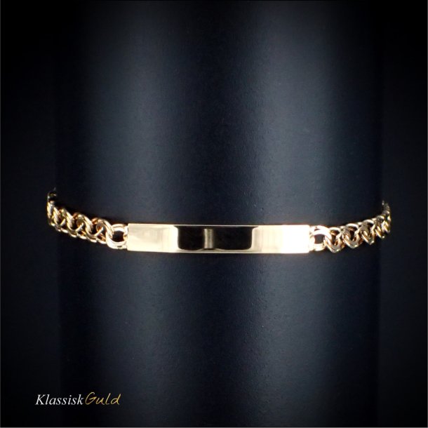 14 kt. Barnearmbnd - Bismark med plade - Bredde:4,0mm