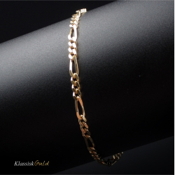 8 kt. Guldarmb�nd - Figaro - Tr�d:1,35 Bredde:4,6mm