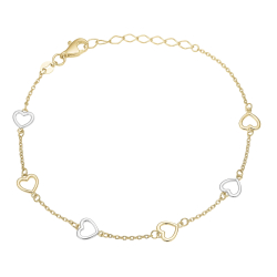 8 kt. Hjertearmb�nd - Bicolor