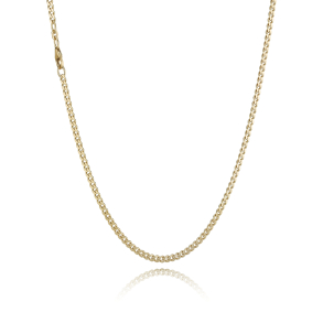 14 kt. Guldhalsk�de - Panser-facet - Tr�d:0,75 Bredde:2,4mm