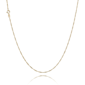 14 kt. Guldhalsk�de - Singapore - Bredde:1,5mm