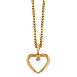 14 kt. Guldhjerte - med 0,025 ct. diamant