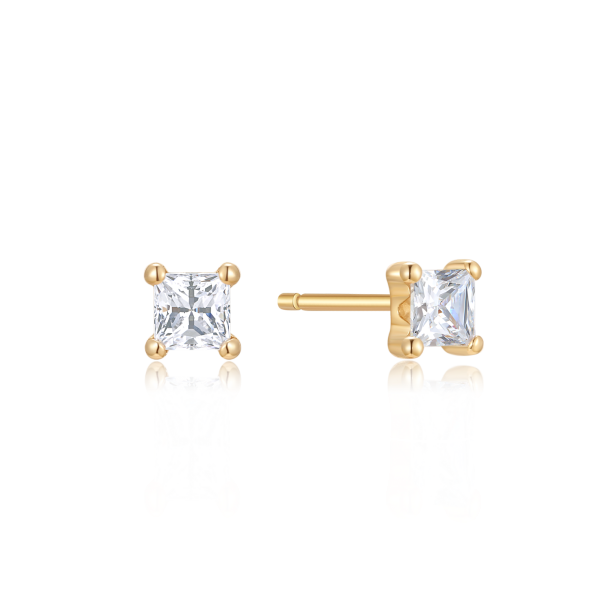 8 kt. Guld�resticks med firkantet zirkonia 4mm