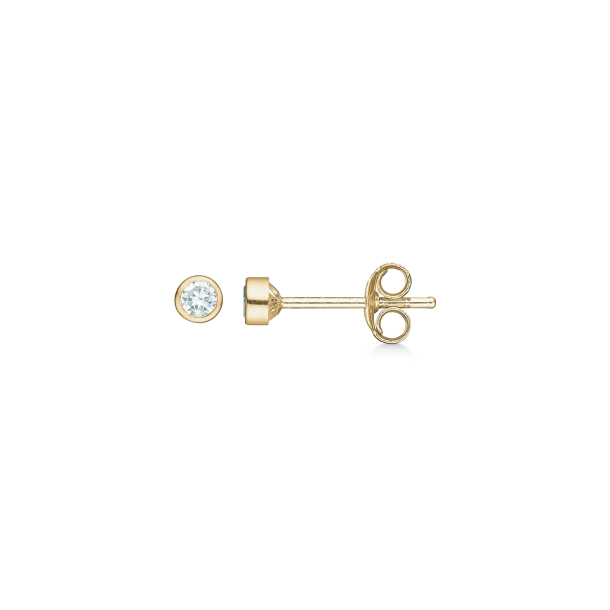 14 kt. Guld�resticks med 3,0mm zirkonia rund fatning