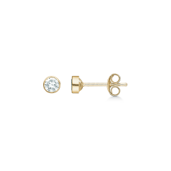 14 kt. Guld�resticks med 4,0mm zirkonia rund fatning