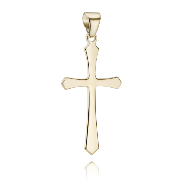 14 kt. Guldkors massiv blankt 21x34mm
