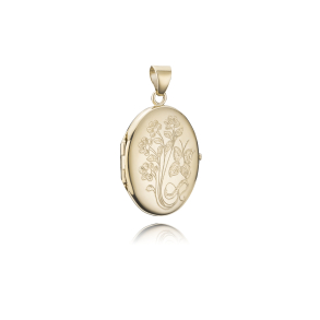 8 kt. Guld Medaljon Oval m/m�nster 2 foto 25mm 