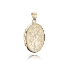 8 kt. Guld Medaljon Oval m/m�nster 2 foto 30mm 