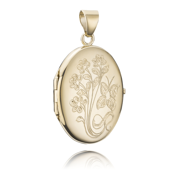 8 kt. Guld Medaljon Oval m/m�nster 2 foto 40mm 