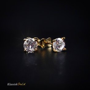 8 kt. Guldresticks med 5,5mm zirkonia 4 grabber