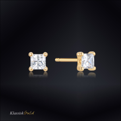 8 kt. Guld�resticks med firkantet zirkonia 4mm