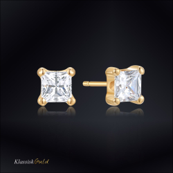 8 kt. Guld�resticks med firkantet zirkonia 6mm