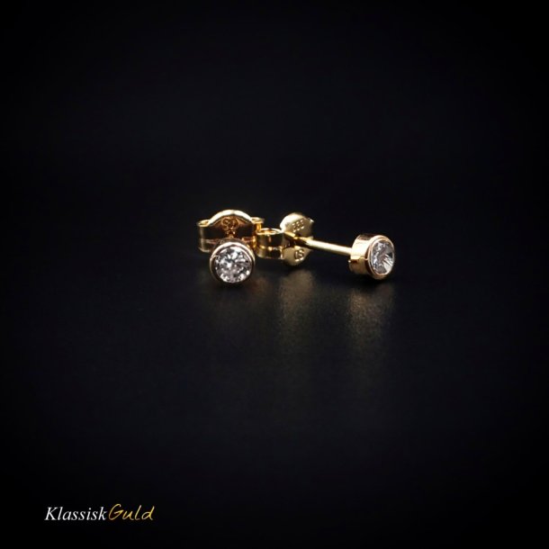 14 kt. Guldresticks med 3,0mm zirkonia rund fatning