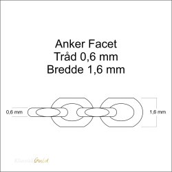 14 kt. Guldhalskde - Anker-facet - Trd:0,60 Bredde:1,6mm
