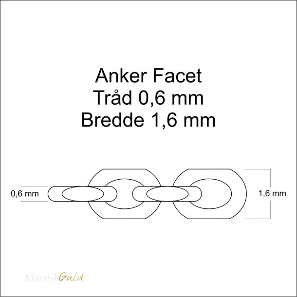 14 kt. Guldhalskde - Anker-facet - Trd:0,60 Bredde:1,6mm