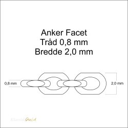 8 kt. Guldarmbnd - Anker-facet - Trd:0,80 Bredde:2,0mm