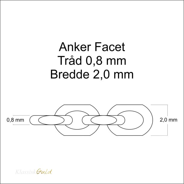 8 kt. Guldarmbnd - Anker-facet - Trd:0,80 Bredde:2,0mm