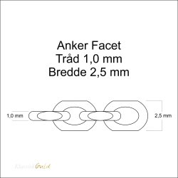 14 kt. Guldarmbnd - Anker-facet - Trd:1,0 Bredde:2,5mm