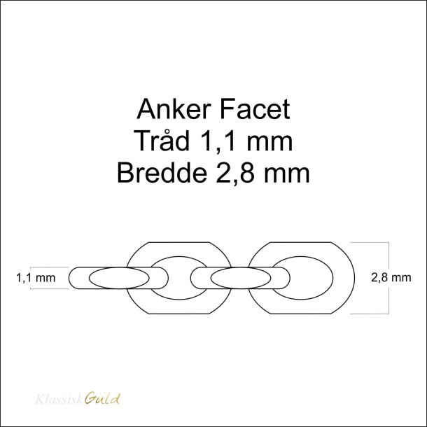 14 kt. Guldarmbnd - Anker-facet - Trd:1,1 Bredde:2,8mm