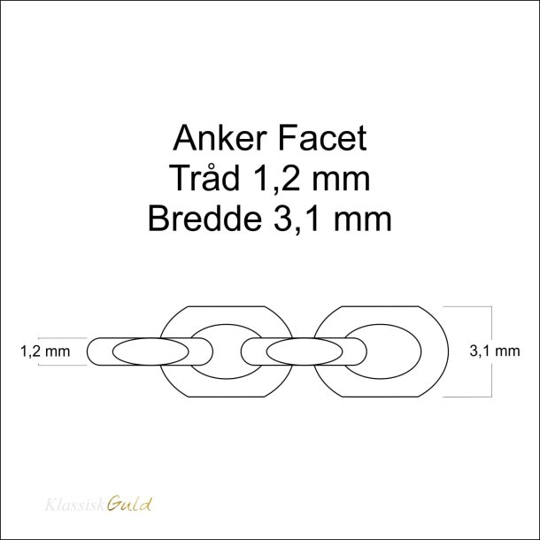 14 kt. Guldarmbnd - Anker-facet - Trd:1,2 Bredde:3,1mm