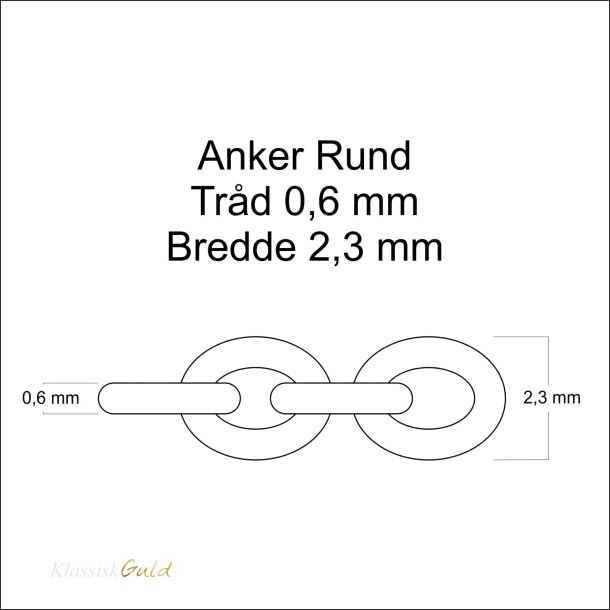 14 kt. Guldarmbnd - Anker-rund - Trd:0,60 Bredde:2,3mm