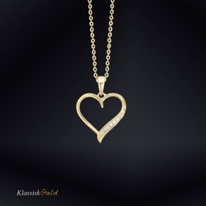 14 kt. Guldhjerte - med 6 diamanter