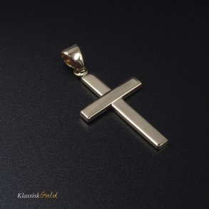 8 kt. Guldkors blankt hult bredt 13x21mm