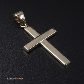 8 kt. Guldkors blankt hult bredt 21,5x34mm