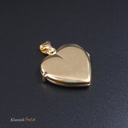 8 kt. Guld Medaljon Hjerte m/mnster 2 foto 24mm 