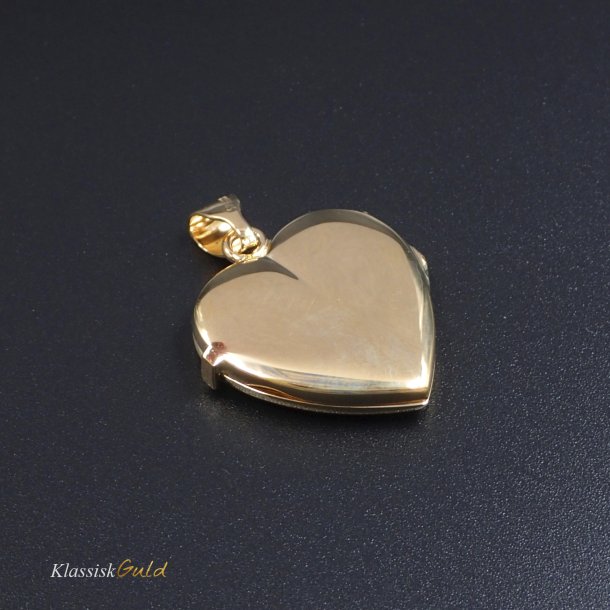 8 kt. Guld Medaljon Hjerte m/mnster 2 foto 24mm 