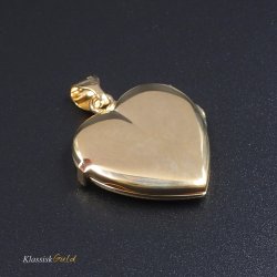 8 kt. Guld Medaljon Hjerte m/mnster 2 foto 28mm 