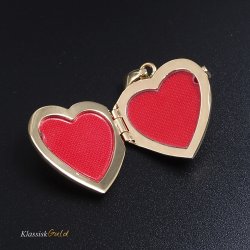 8 kt. Guld Medaljon Hjerte m/mnster 2 foto 24mm 