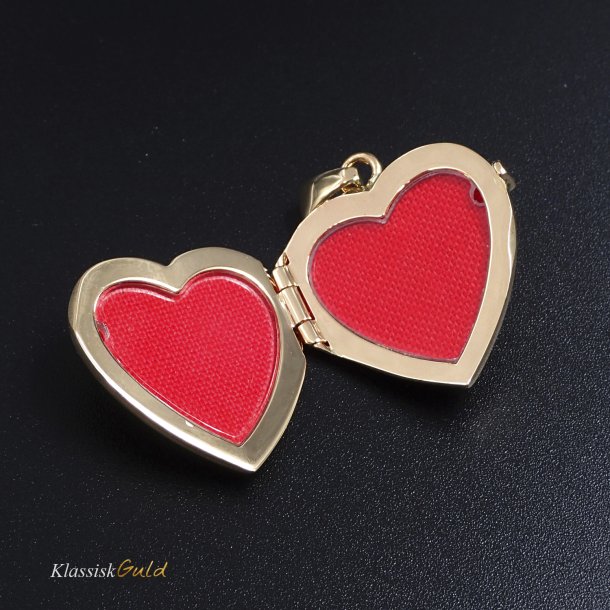 8 kt. Guld Medaljon Hjerte m/mnster 2 foto 24mm 