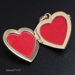 8 kt. Guld Medaljon Hjerte m/mnster 2 foto 28mm 