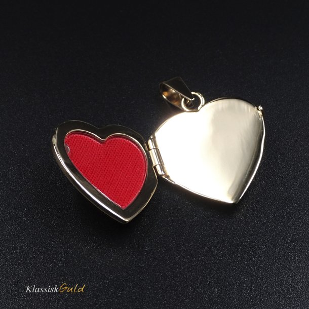 14 kt. Guld Medaljon Hjerte blank foto/gravering mellem