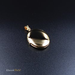 8 kt. Guld Medaljon Oval blank 2 foto 25mm 