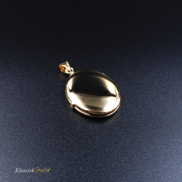 8 kt. Guld Medaljon Oval blank 2 foto 25mm 