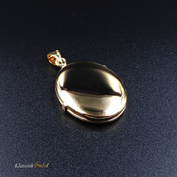 14 kt. Guld Medaljon Oval m/mnster 2 foto 30mm 