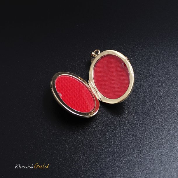 8 kt. Guld Medaljon Oval blank 2 foto 25mm 