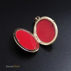 14 kt. Guld Medaljon Oval m/mnster 2 foto 30mm 