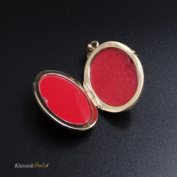 14 kt. Guld Medaljon Oval m/mnster 2 foto 30mm 