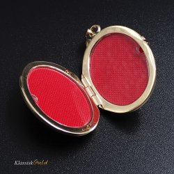 8 kt. Guld Medaljon Oval blank 2 foto 40mm 