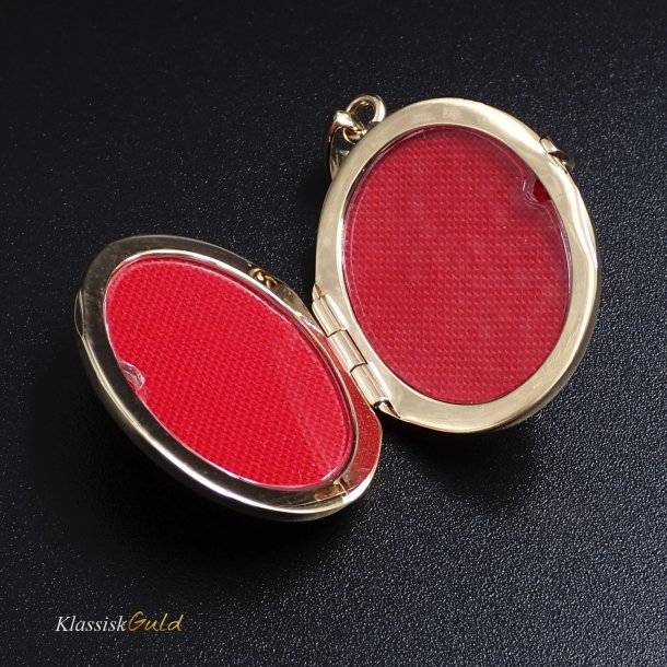 8 kt. Guld Medaljon Oval blank 2 foto 40mm 