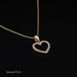 14 kt. Guldhjerte - med 32 diamanter