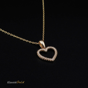 14 kt. Guldhjerte - med 32 diamanter