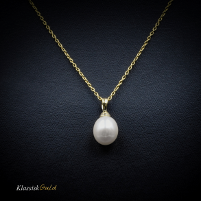 14 kt. Guld vedhng - med 9mm perle